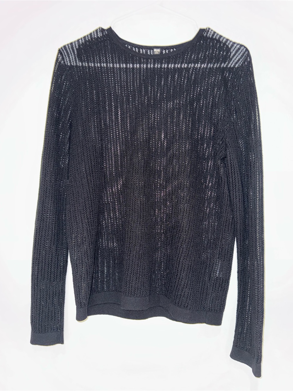 Uniqlo Black Open-Knit Crewneck Sweater